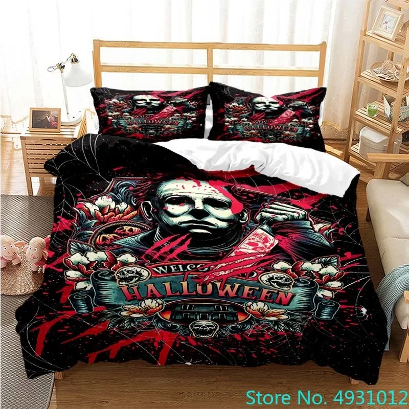 Halloween Michael Myers 3D Printed Bedding Set Duvet Cover Pillowcases Comforter Bedding Set Bedclothes Baby Kids Child Gift