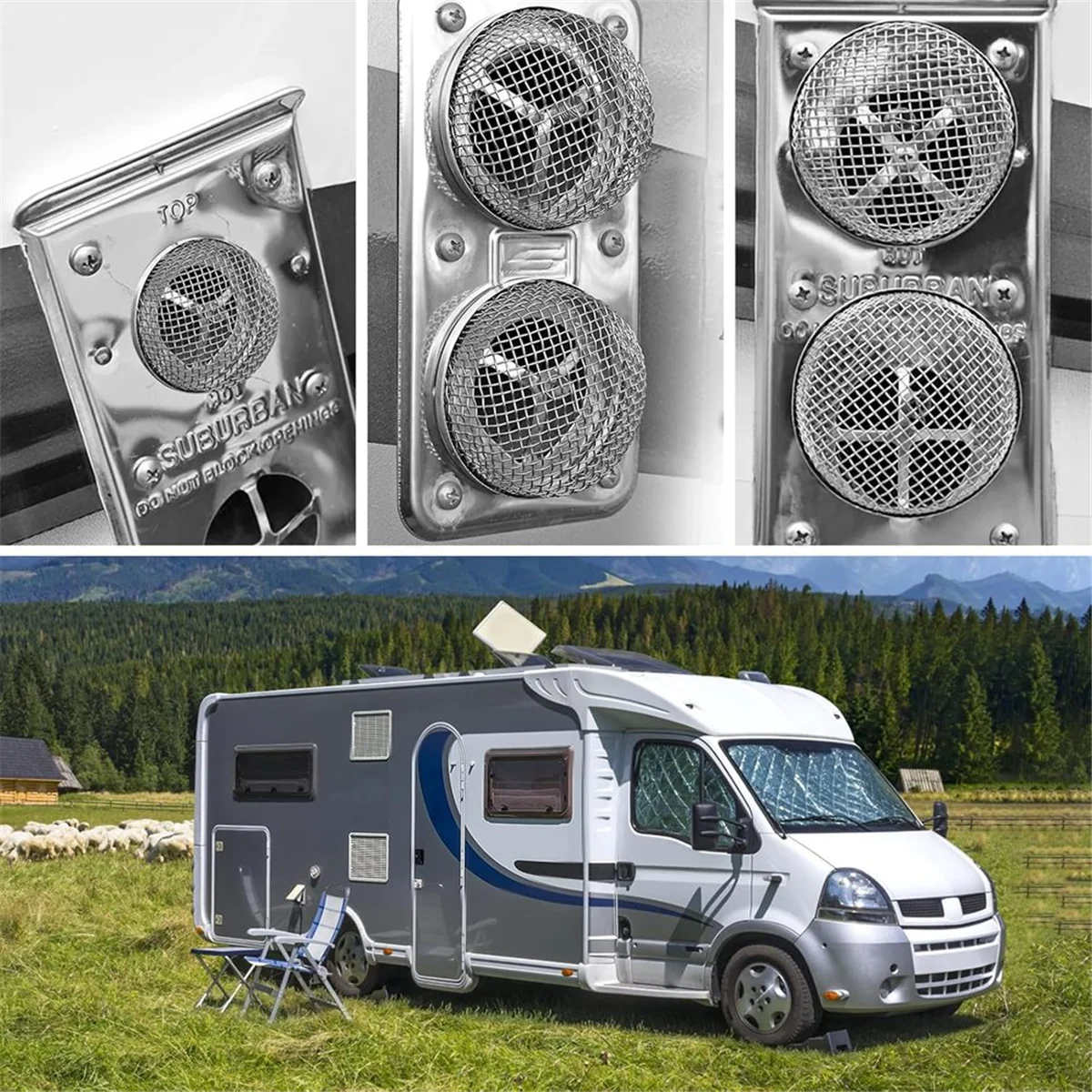 BAAQ 2 шт. вентиляционный экран печи для автофургонов, крышка вентиляционного отверстия для нагревателя с установочным инструментом, пружинными крючками и резиновыми полосками