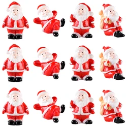 12pcs Christmas Santa Claus Miniature Figurines Resin Embellishment Christmas House Decoration Snow Globe Figurines Claus