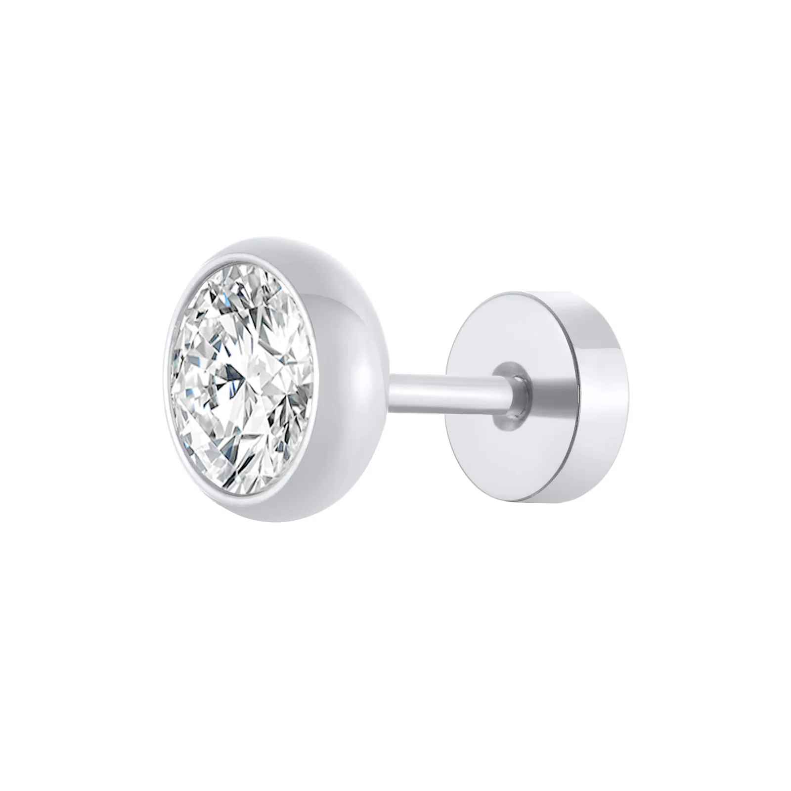 Men's Black Stainless Steel Stud Earrings, 8MM