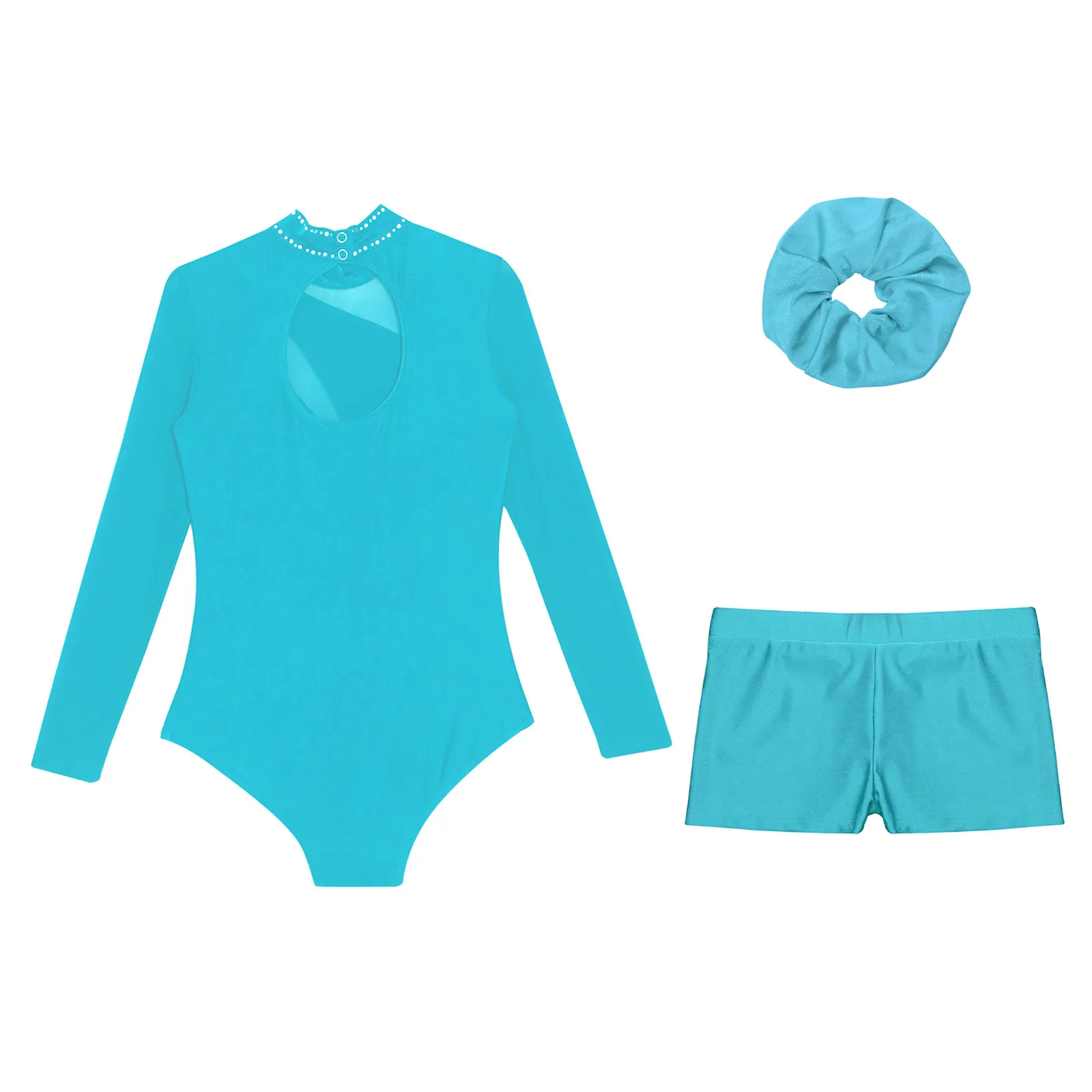 Traje de gimnasia acrobática para niños y niñas, disfraz de actuación de patinaje artístico, leotardo de Ballet de manga larga con diamantes de imitación, Ropa de baile