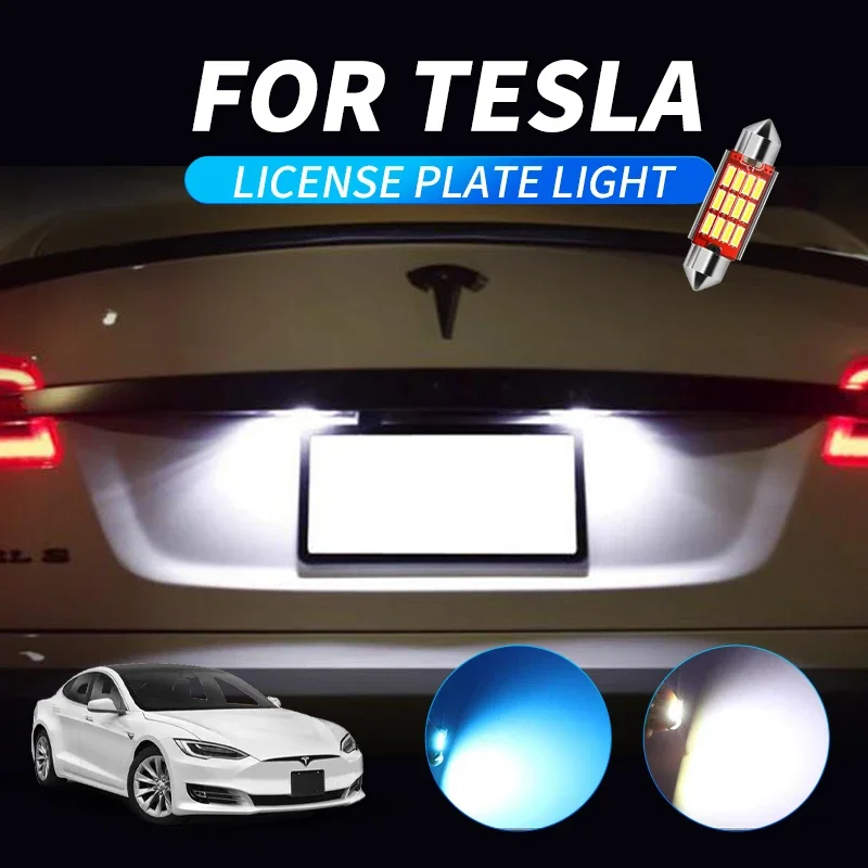 

2pcs For Tesla Model S 2012-2016 Car LED License Plate Lamp Lights Xenon White/Ice Blue Super Bright Canbus Error Free