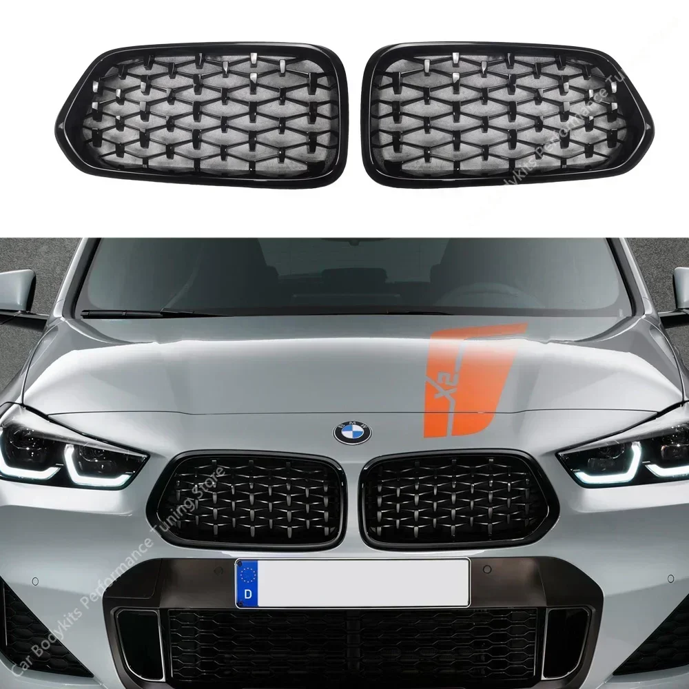 

M Edition Style Air Intake Grille For Bmw X2 F39 18i 18d 20i 20d 25d 25e M35i Gloss Black Diamond Grille X2 2018-2023 Tuning