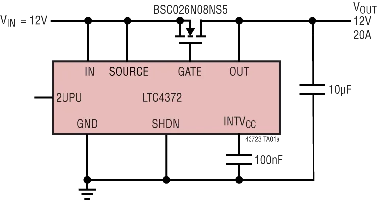 LTC4373CMS8 LTC4373IMS8 LTC4373HMS8 LTC4373 - Low Quiescent Current Ideal Diode Controller