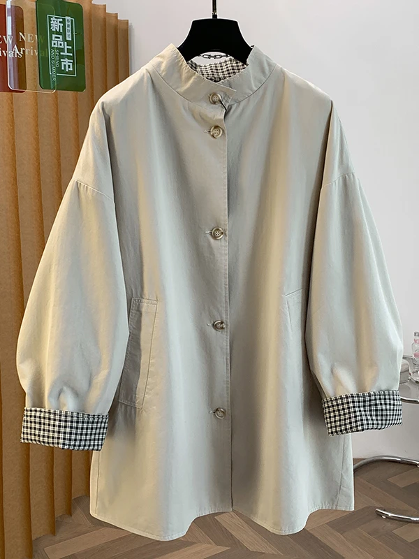 Authentic British Style Women's Long Coat Jacket Stand Collar Thickened Cotton Autumn New Arrival Fashion Ladies' Outerwear