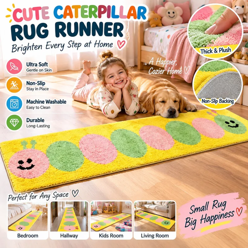 30x150cm Colorful Striped Flocked Area Rug, Bright Geometric Non Slip Soft Fluffy Floor Mat Playroom Home Decor Birthday Gift