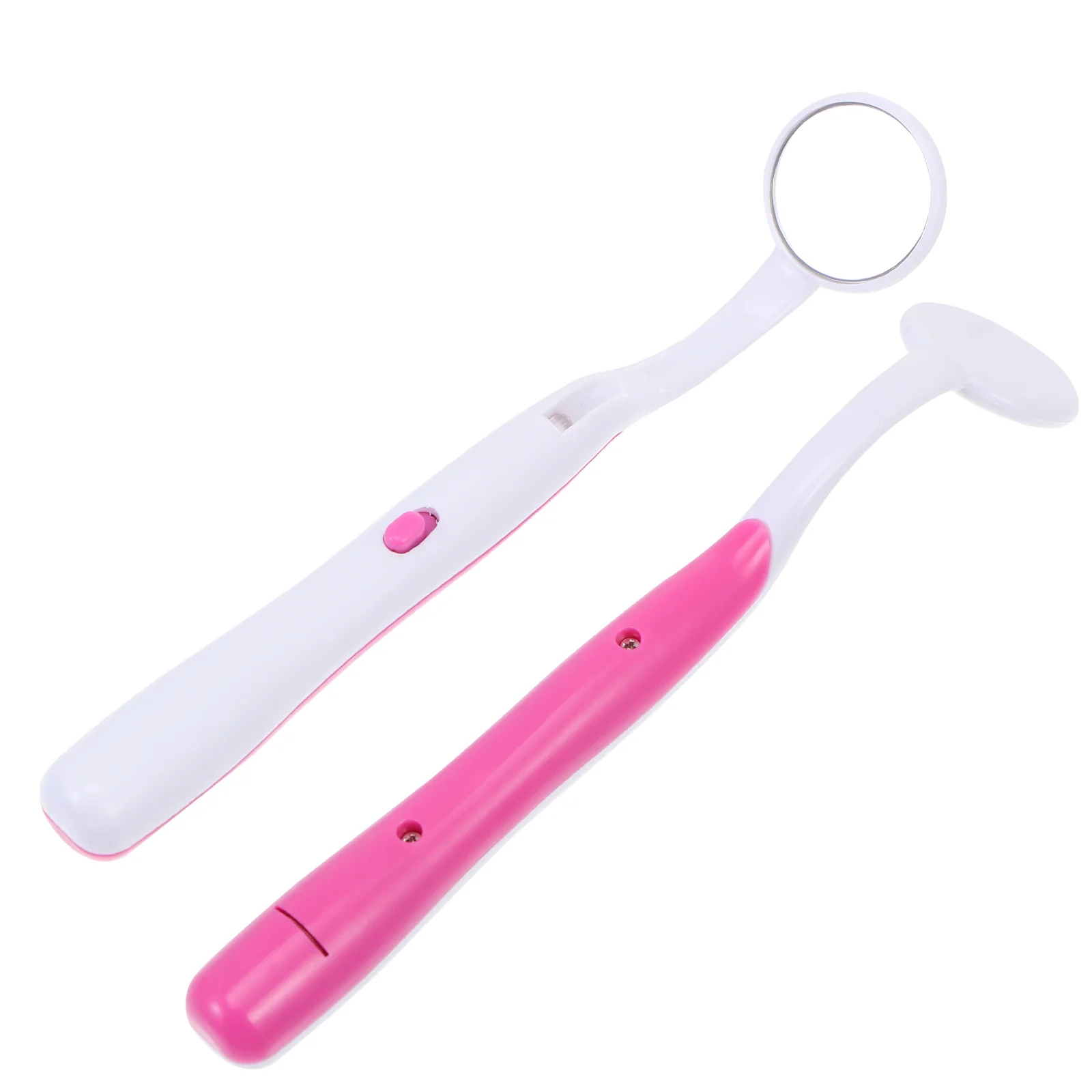 

2 Pcs Kit Oral Care with Light LED Gloves Mirror Dental Inspection Visibility Pink Abs