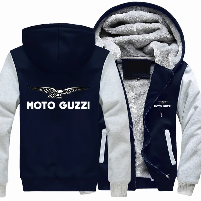 

New Winter Moto Guzzi Logo Hoodies Jacket Men Fashion High Quality Casual Wool Liner Fleece Sweatshirts Male Hoody Coat