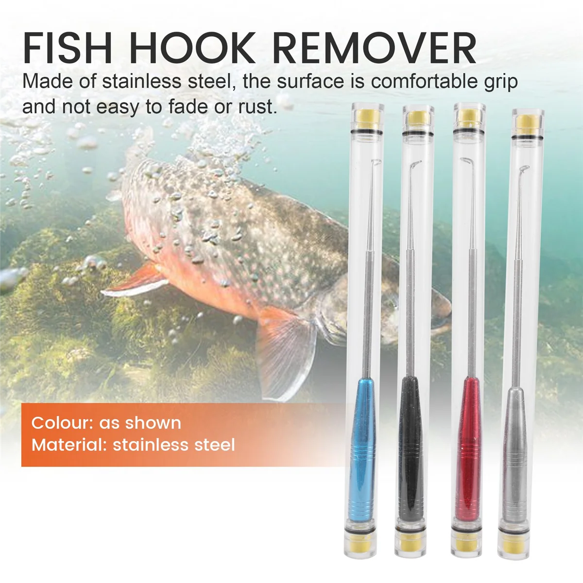 A06T-4PCS Fishing Hook Quick Removal Descending Device, Fish Hooks Remover Detacher Tool, Fishing Hook Extractor