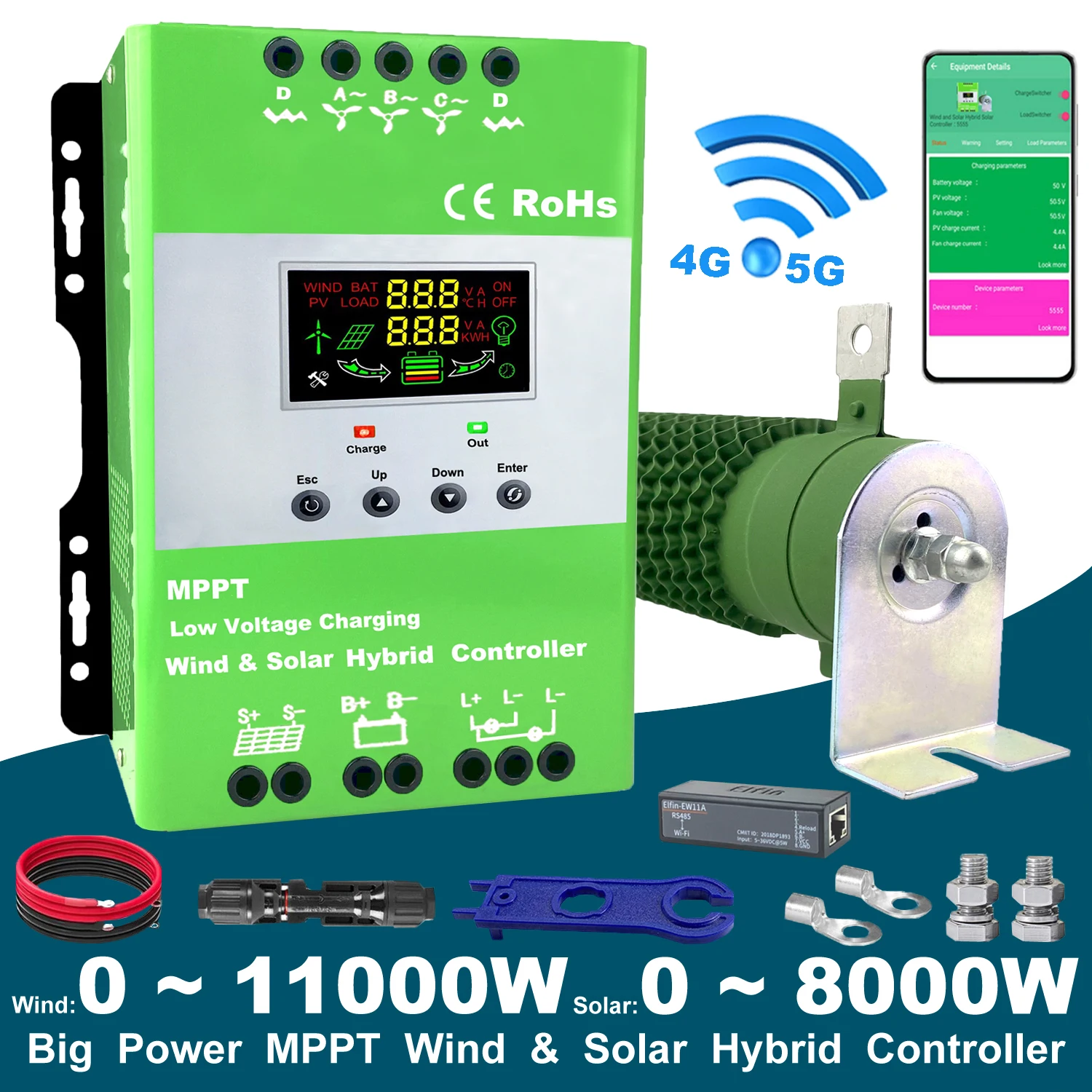 

MPPT Wind Solar Hybrid Charge Controller Wind 3000W & Solar 3000W 12/24V/48V Automatic Hybrid Controller With Dump Load Resistor