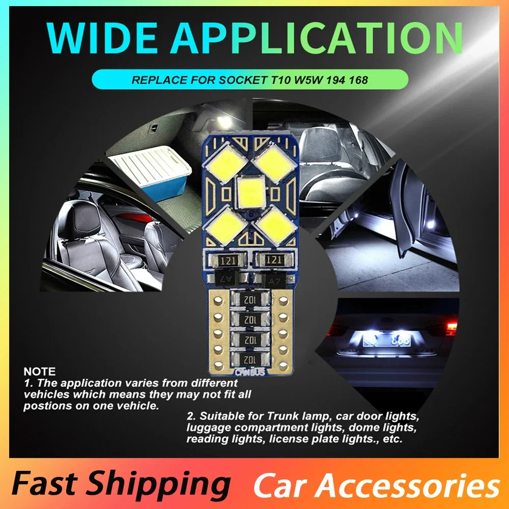 

1pc Universal Car 2/4/6/8/10SMD Interior Reading Bulbs Car T10 W5W License Plate Light Car 12V 6000K 3030 Instrument Panel Lamp