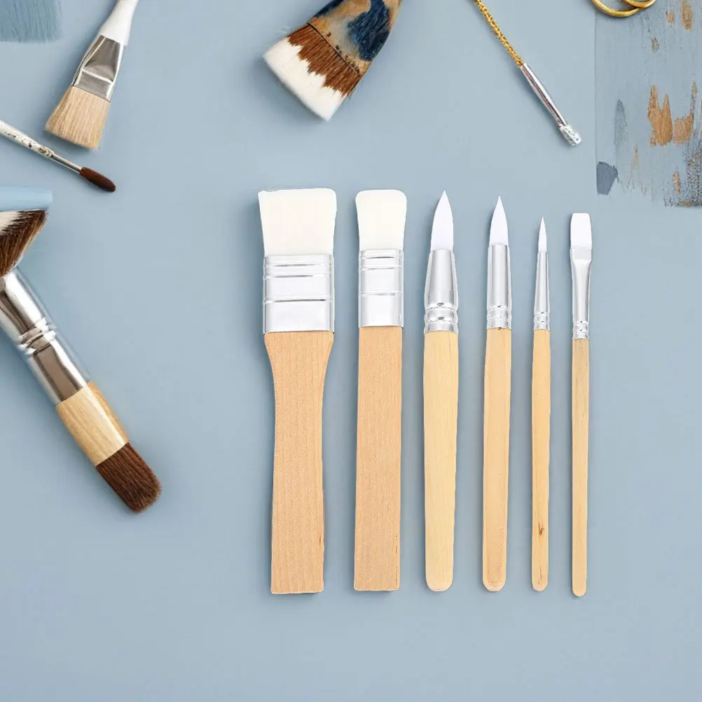 

2 set Professional Wooden Handle Nylon Brushes For Painting Soft Wear-Resistant Bristles Watercolor Acrylic Oil Brush Set