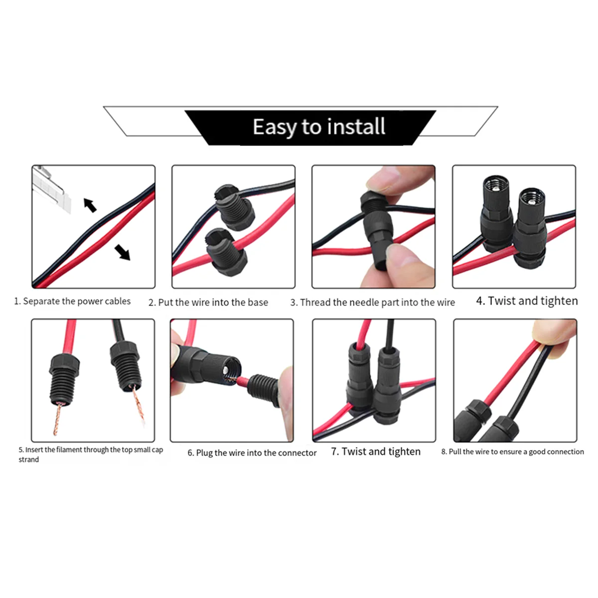 ABZD 10 قطع سلك موصلات إضاءة المناظر الطبيعية مقاوم للماء لموصل كابل قياس 12-16 للأضواء الخارجية باللون الأزرق