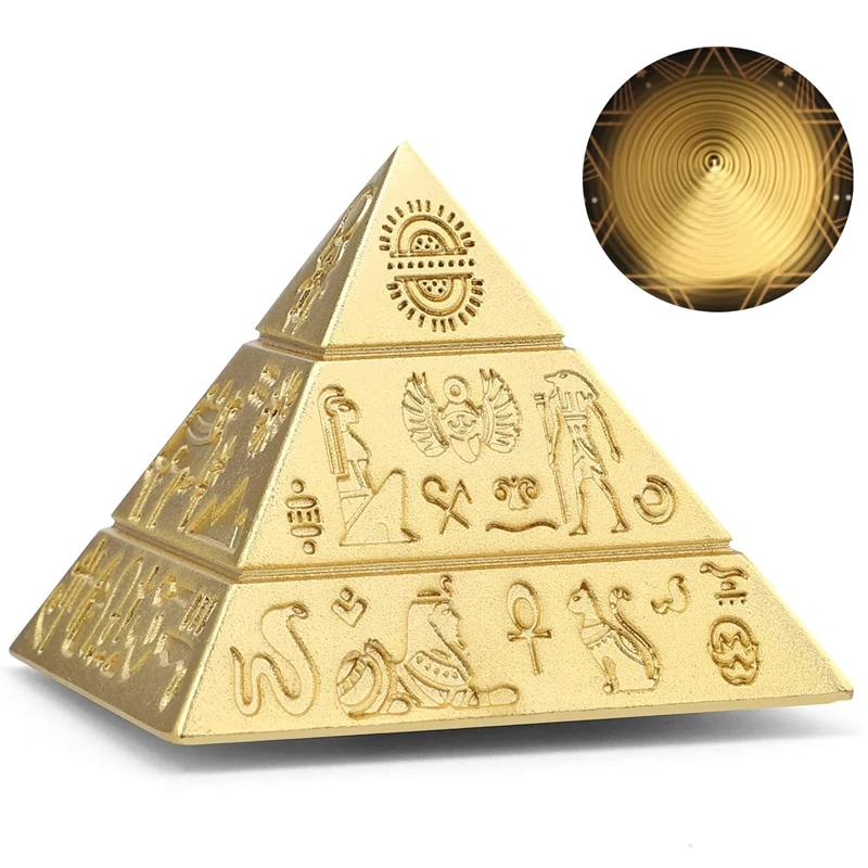 

Golden Spinning Pyramid Desktop Toy Metal Fingertip Gyroscope Anxiety Stress Office Relief Toys Cool Gadgets For Kids Adults