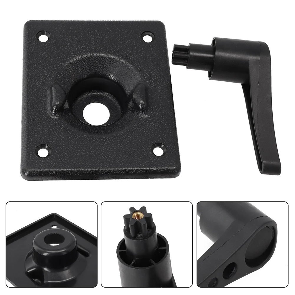 For Kayak Canoe Rudder Control 2*spacers Accessories Black Water Sports 4*screws ABS+copper Insert Handle Square Base Practical