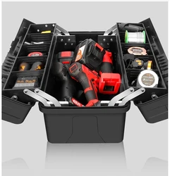 Juego de caja de herramientas de plástico grueso, caja de almacenamiento de herramientas de carpintero de electricista, contenedor de extensión, organizador de taller
