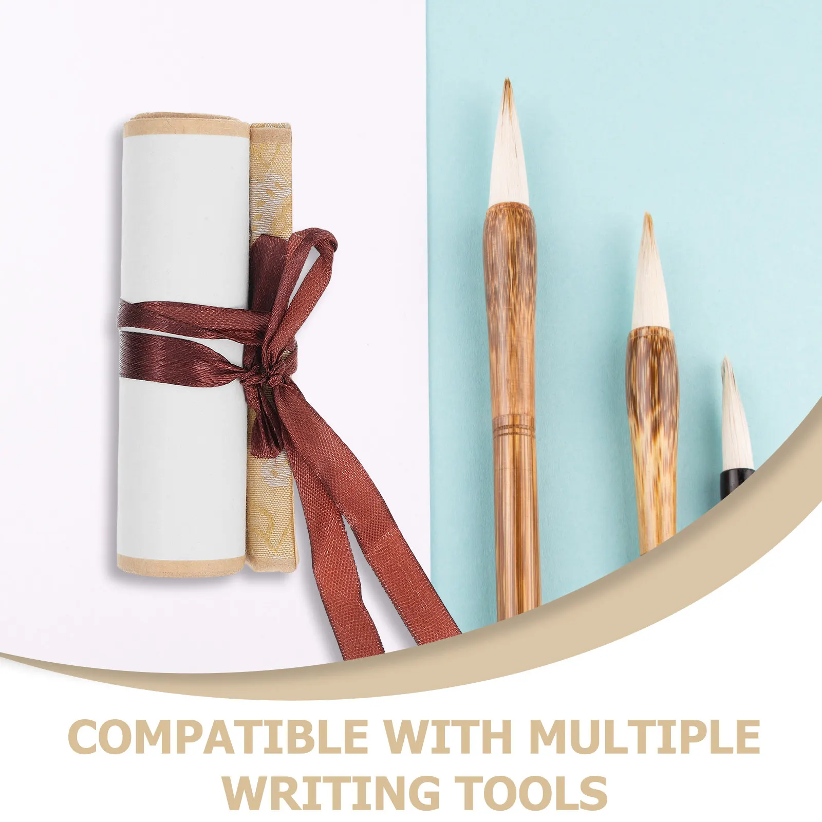 Chinese Calligraphy Wall Scroll Blank Xuan Paper 10x36cm with Wooden Rods for Brush Writing Painting Invitations Vows DIY Craft