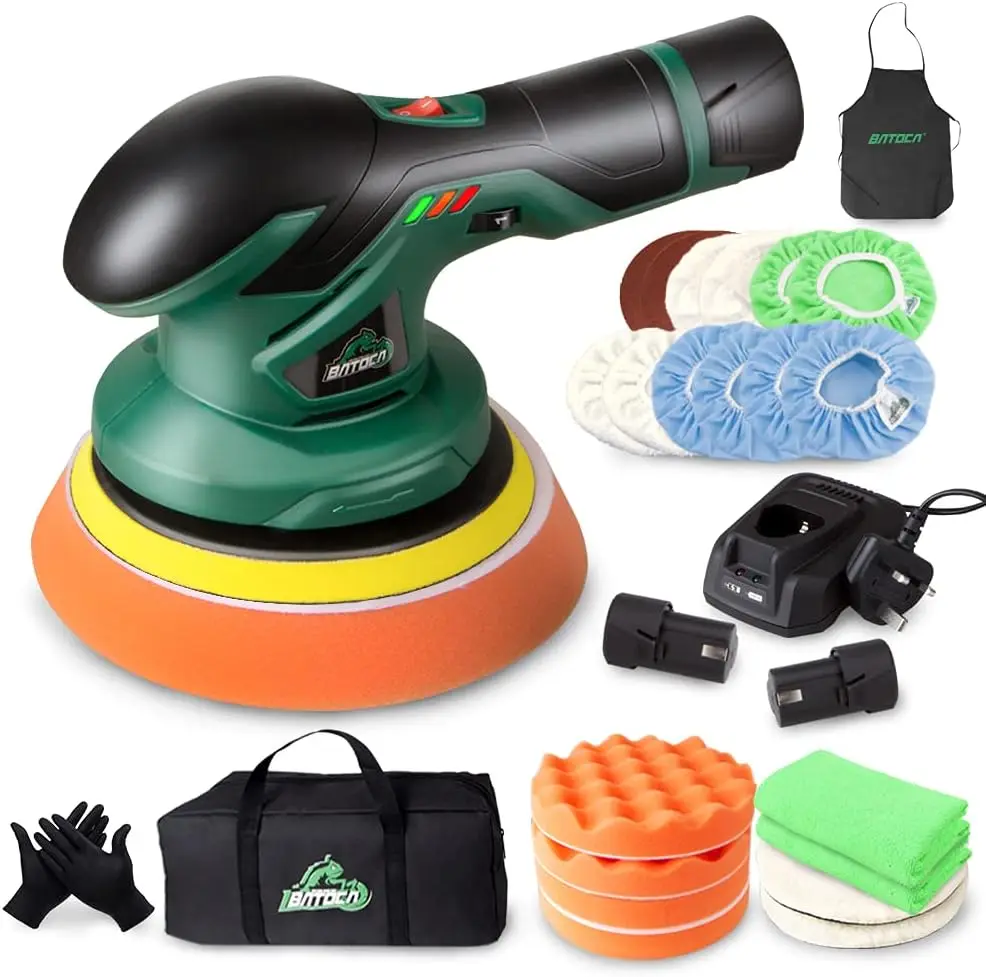 

BATOCA - Cordless Car Buffer Polisher - with 2pcs 12V Lithium Rechargeable Battery Cordless Polisher with 6 Variable Speed,