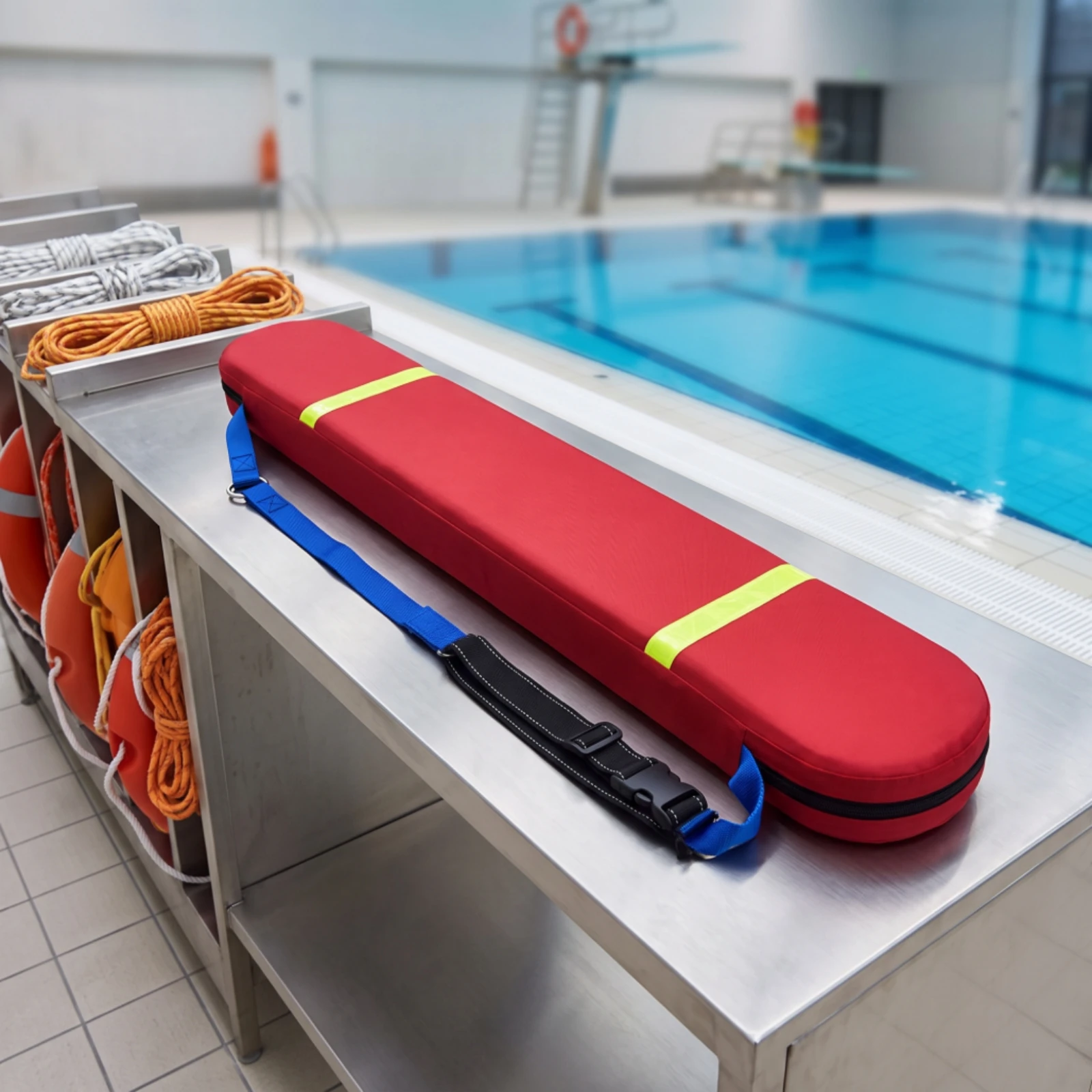 Rescue Buoy with Strap Reflective Rescue Tube with Towline Strap Lifeguard Tube Wipe-Clean Waterproof for Lifeguards, Poolside