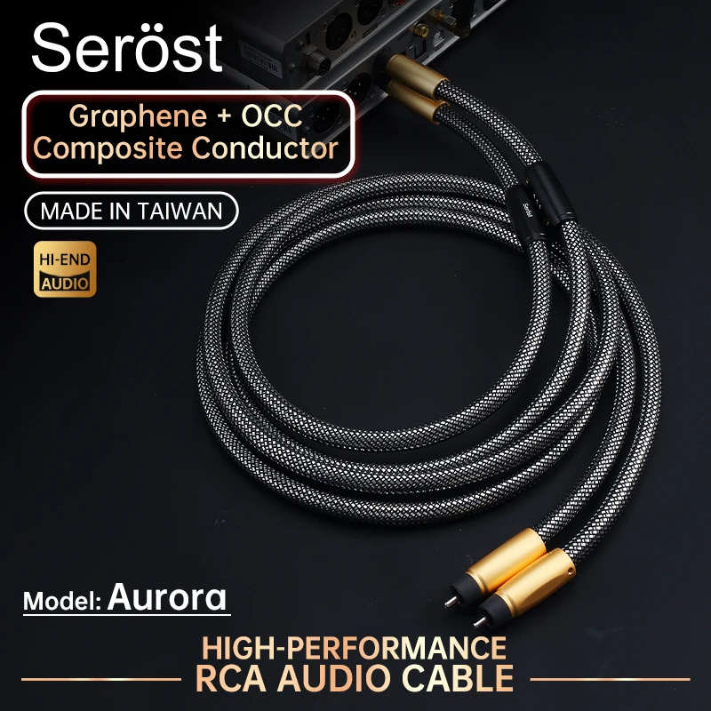 Serost Aurora Hi-END Audio Cable (MPS Arthur) OCC Graphene-Copper Rhodium RCA Plug for Power Amplifier DAC Signal Transmission