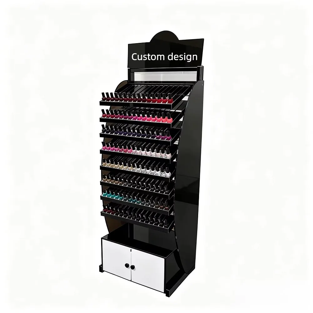 Beauty Salon Large-capacity Multi-layer Nail Polish Acrylic Display Stand with Locker, Suitable for Store Use