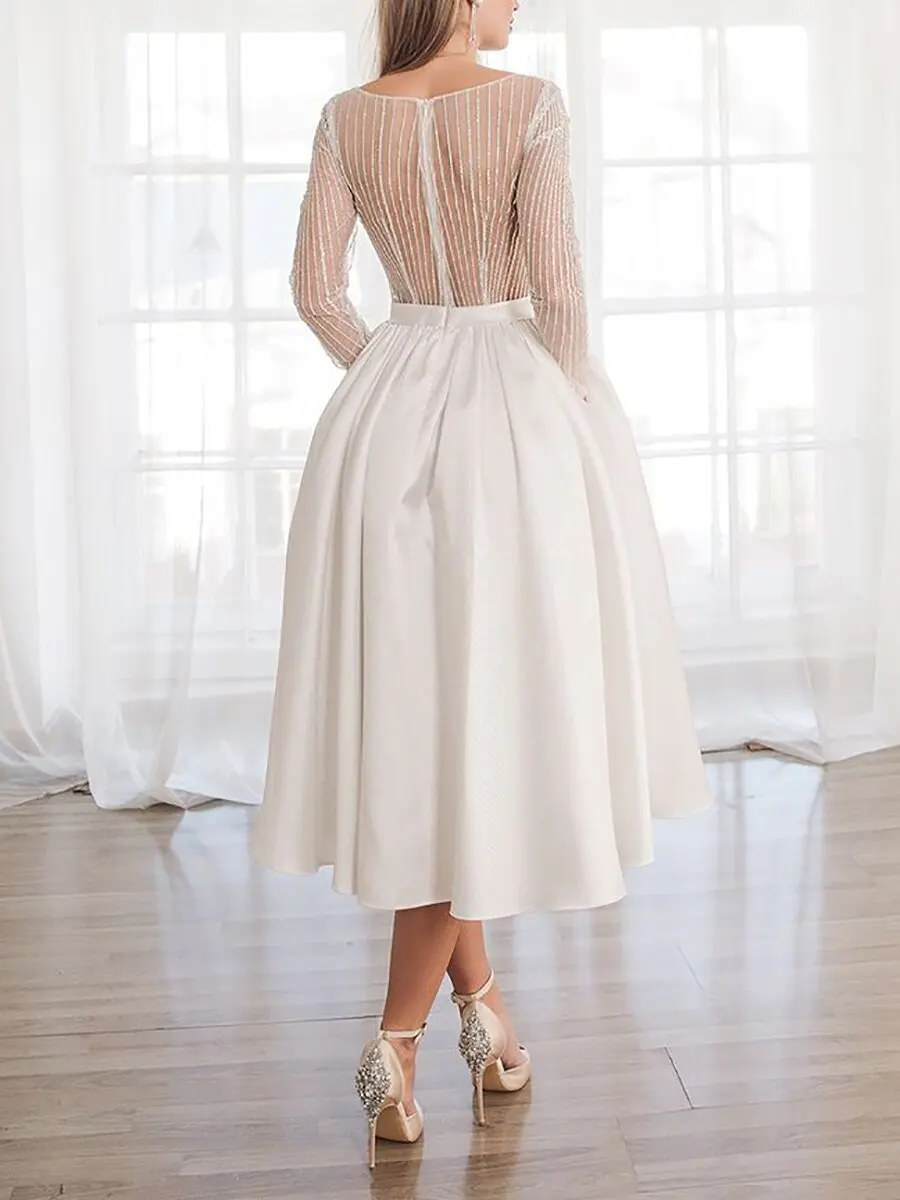 Spring new arrival fashion sexy see-through embroidered elegant gown long sleeved ladies temperament casual evening dress