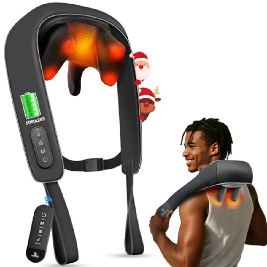 

Cordless Neck Massager for Pain Relief - FSA Eligible HSA2025 Upgraded Shiatsu Shoulder Back Massage with Wireless Remote Contr