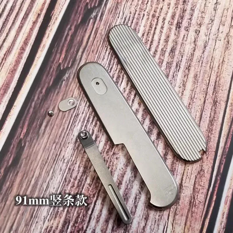 

2Types Pattern Titanium Alloy Handle Patch With back clip For 91mm Victorinox Swiss Army Knives