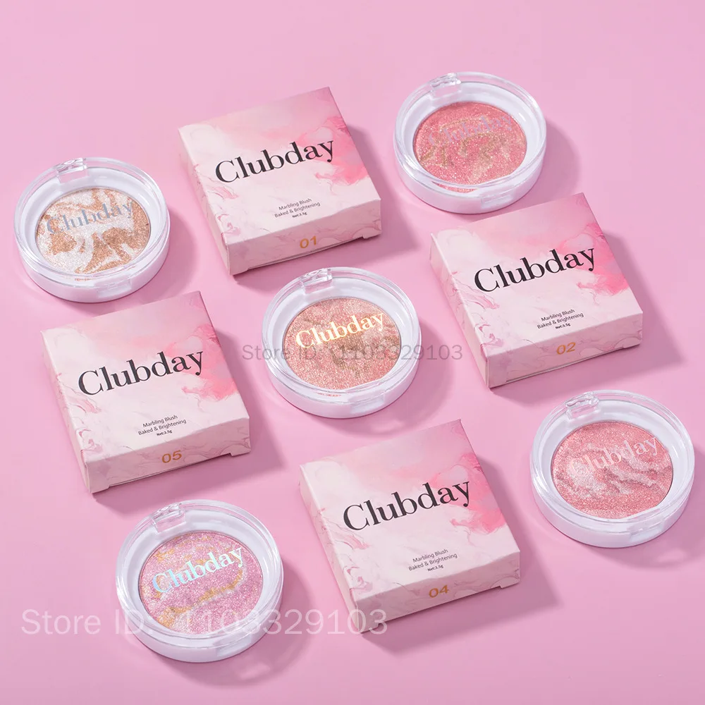 Pearly Blush รูปแบบหินอ่อน Face Baked Brighten Blush Highlight ยาวนาน Natural Highgloss High Pigment Contour แต่งหน้า