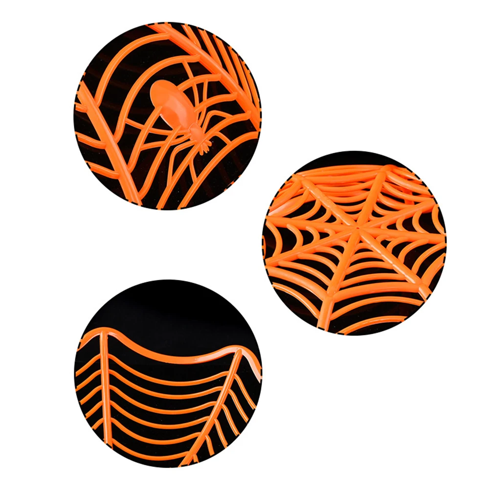 

4 Pcs Web Candy Storage Basket Plastic Food Decor Halloween Cookie Case Fruit Candy Storage Box Bowl Kitchen Barware Set