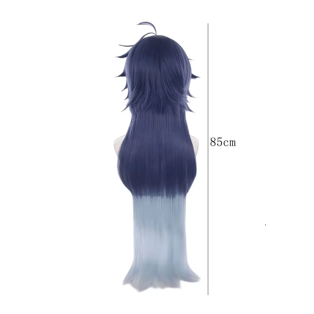 Dark Blue To Light Blue Gradient Wig Spiky Hair Anime Game Role Play Wigs Daily Wear Party Halloween Hairpiece Gift