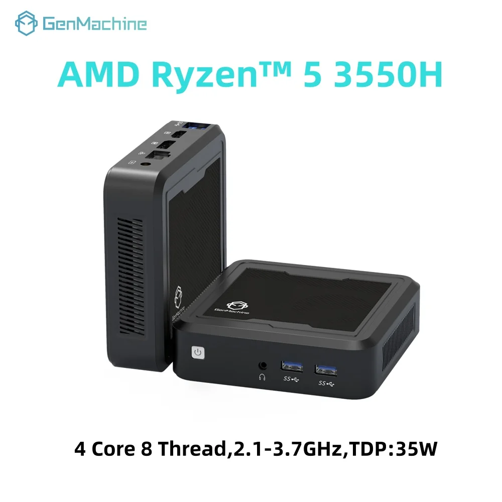 Genmachine Mini PC Windows 11 4 Core 8 Filettatura 3,7 GHz 35 W DDR4 RAM WiFi 5 BT5.2 Computer desktop