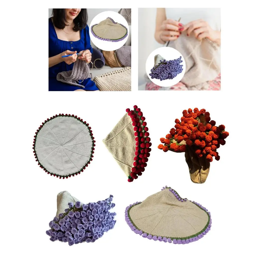 

DIY незавершенное цветочное одеяло, комплект для вязания крючком, подарочный стартовый комплект для вязания крючком для начинающих энтузиастов, комплект для вязания крючком ручной работы, пряжа для вязания крючком