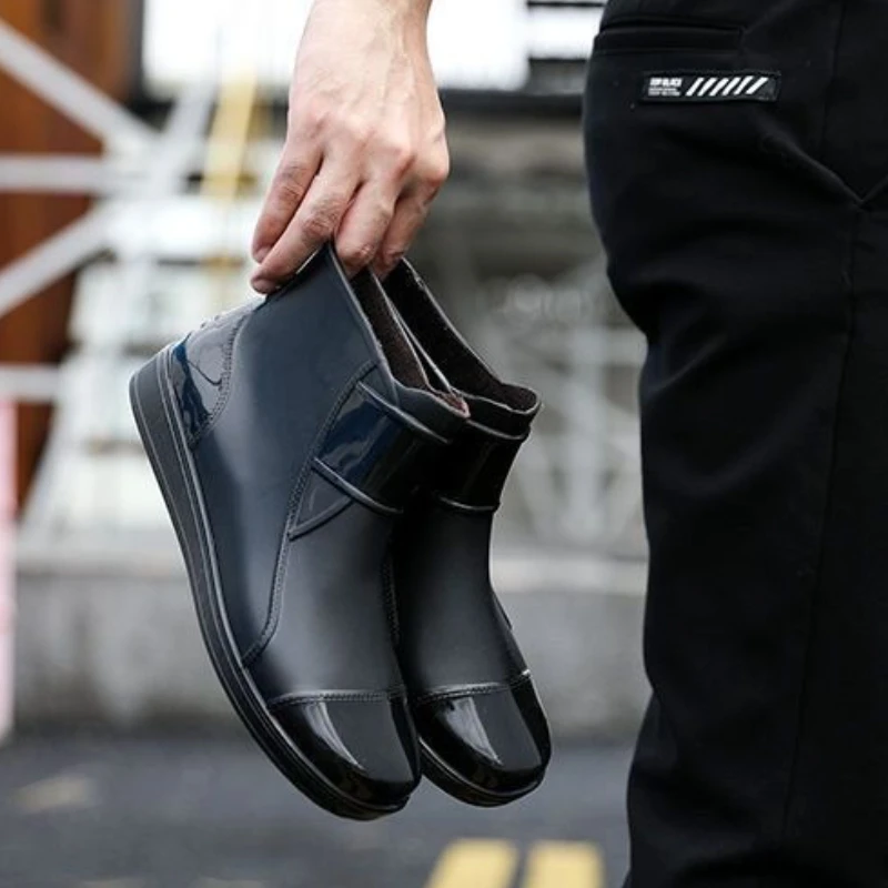 Ankle Spring Autumn Male Shoes Height Increasing Black Wellies Gumboots New Gum Adult Low-heel Mud Outdoor Work Men's Rain Boots