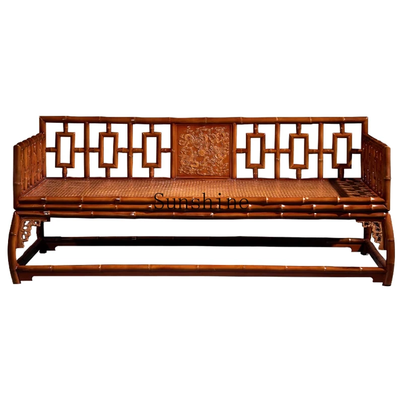 

Longzhu new Chinese-style double Arhat couch Ming-style carved sofa bed