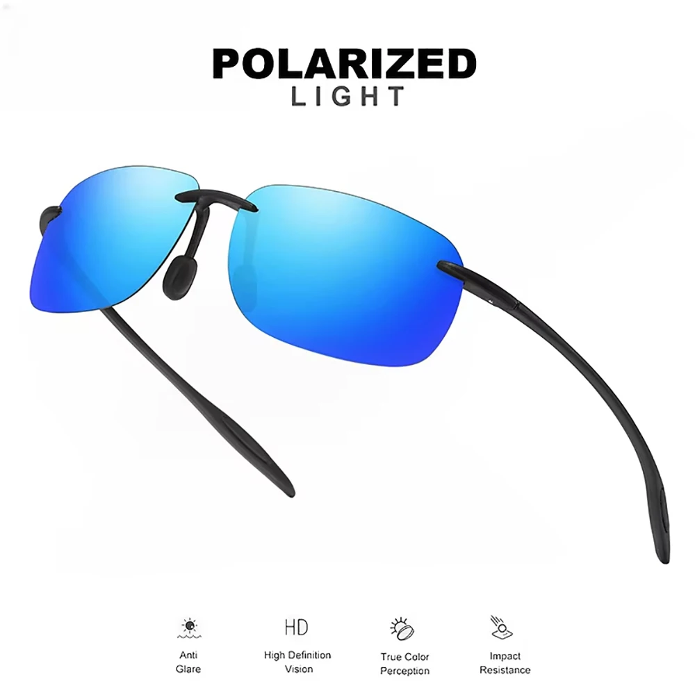 Ultraleichte 11g TR90 Rahmenlose Polarisierte Sonnenbrille UV400-Schutz Rahmenbrille für Outdoor-Abenteuer Casual – Detail 7