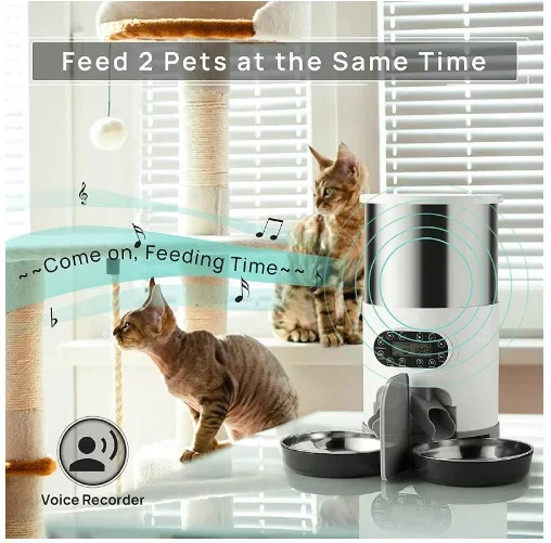 Top Selling 2022 4.5L Double Meal APP Wifi Automatic Pet Feeder For Pet Cats Dog Food Stainless Steel Bowl Food Dispenser Smart