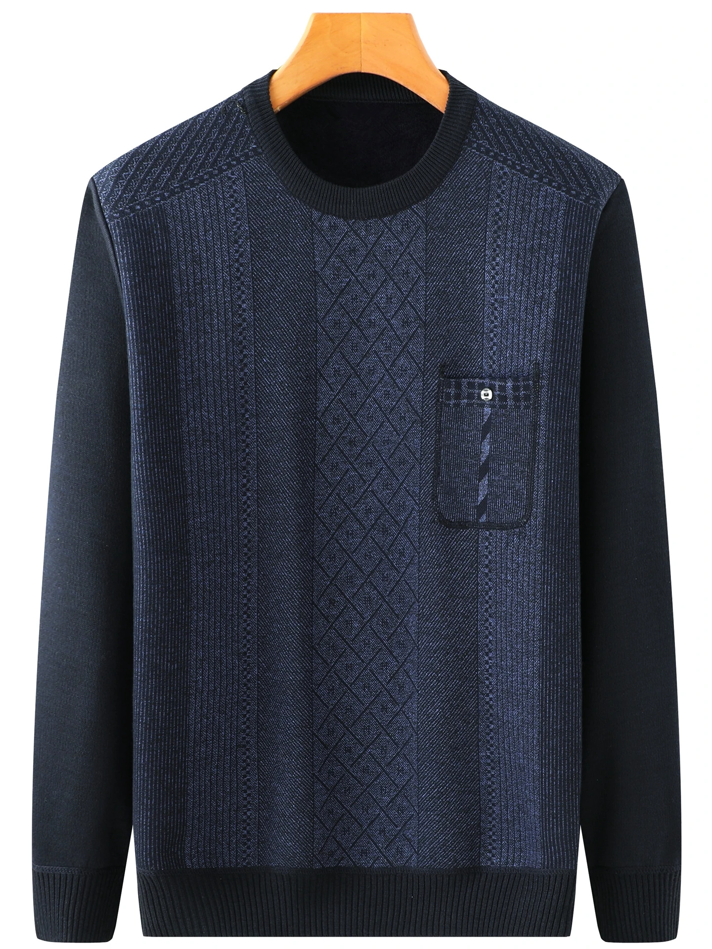 

Мужской теплый свитер с начесом на осень-зиму, модный свободный вязаный топ для мужчин среднего возраста