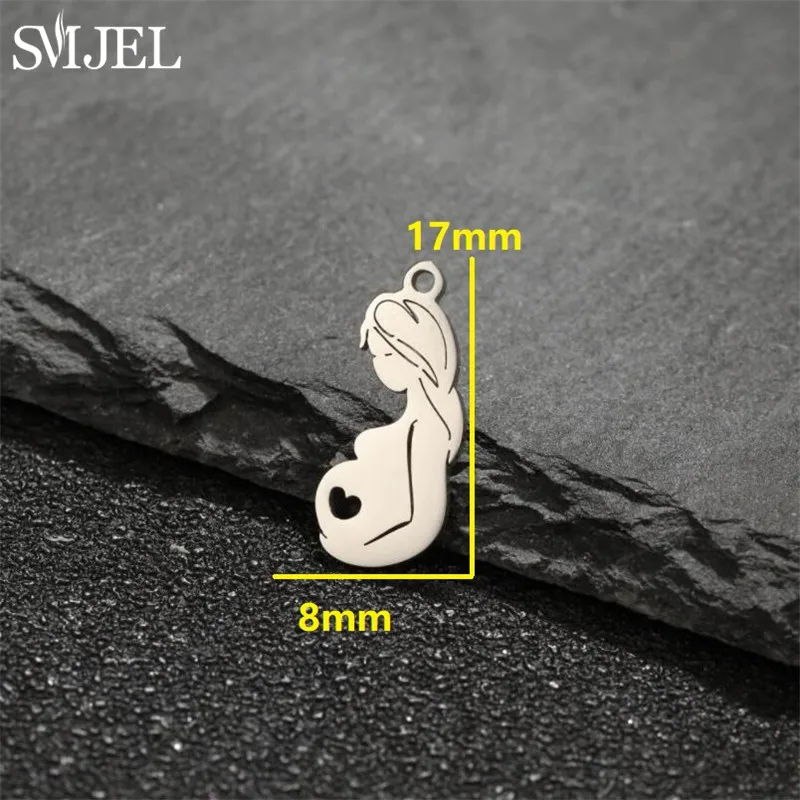 5pcs/lot Family Mom Charms DIY Accessories for Necklace Jewelry Making Stainless Steel Breast Feeding Pendants Mother Gift
