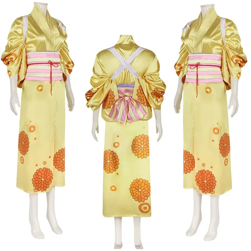 Kikunojo Fantasty Kimono Outfit Anime One Cosplay Piece Disguise Costume Adult Women Roleplay Halloween Fantasia Clothes mb.3