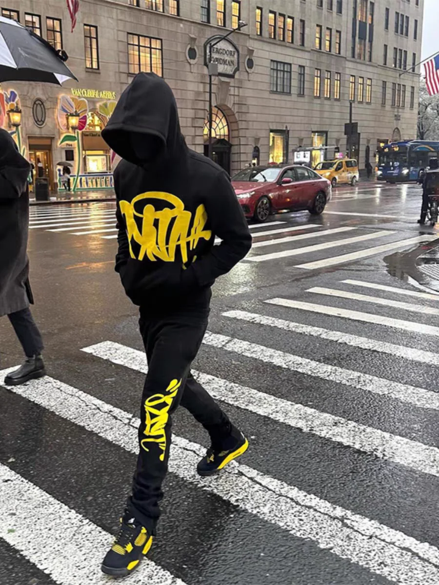 

Synaworld Drill Briti Толстовка с капюшоном на подкладке в стиле хип-хоп Fce, мужской свободный спортивный комплект, повседневная молодежная толстовка с длинным светом