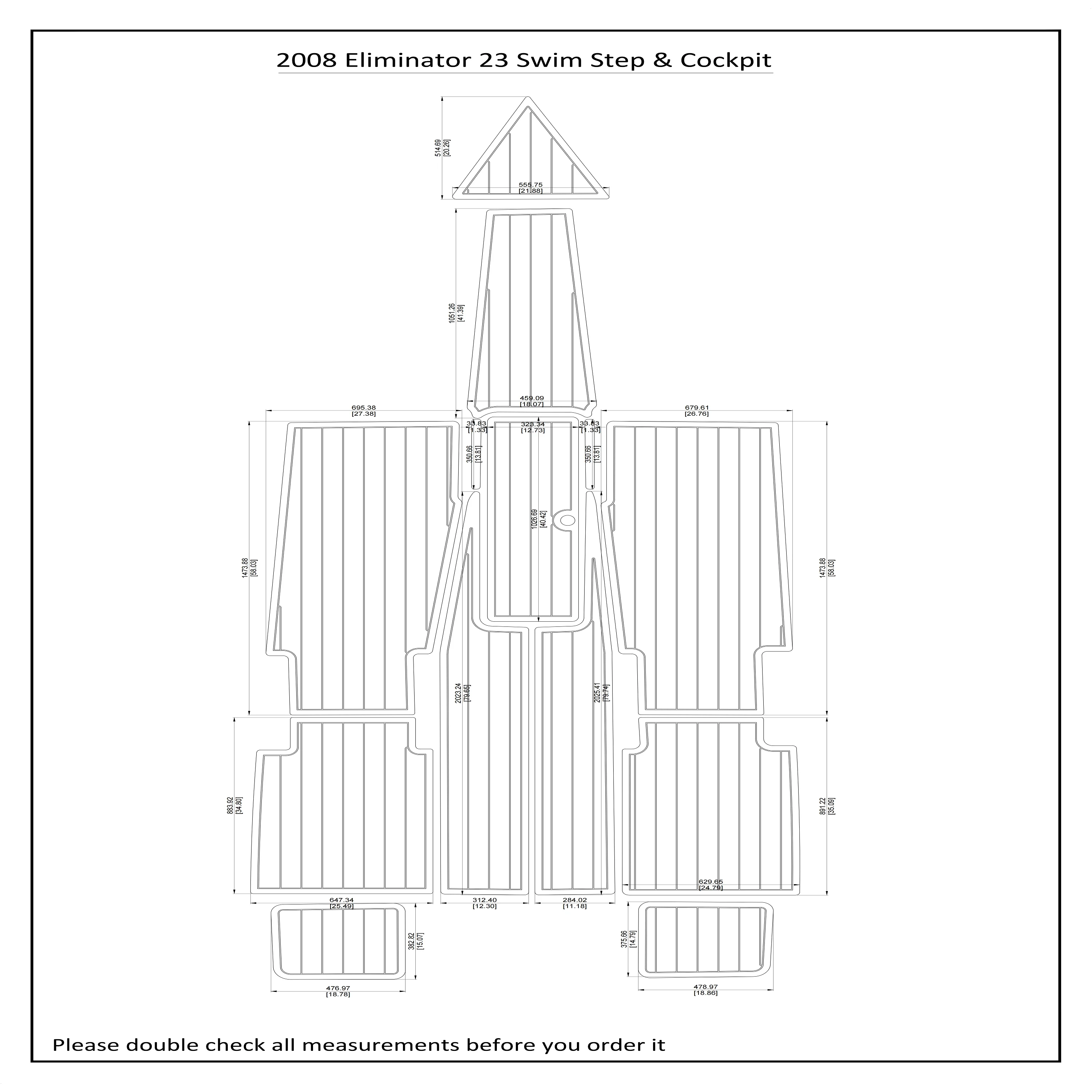 2008 Eliminator 23 Swim Step Cockpit Boat EVA Faux Teak Deck Floor Pad