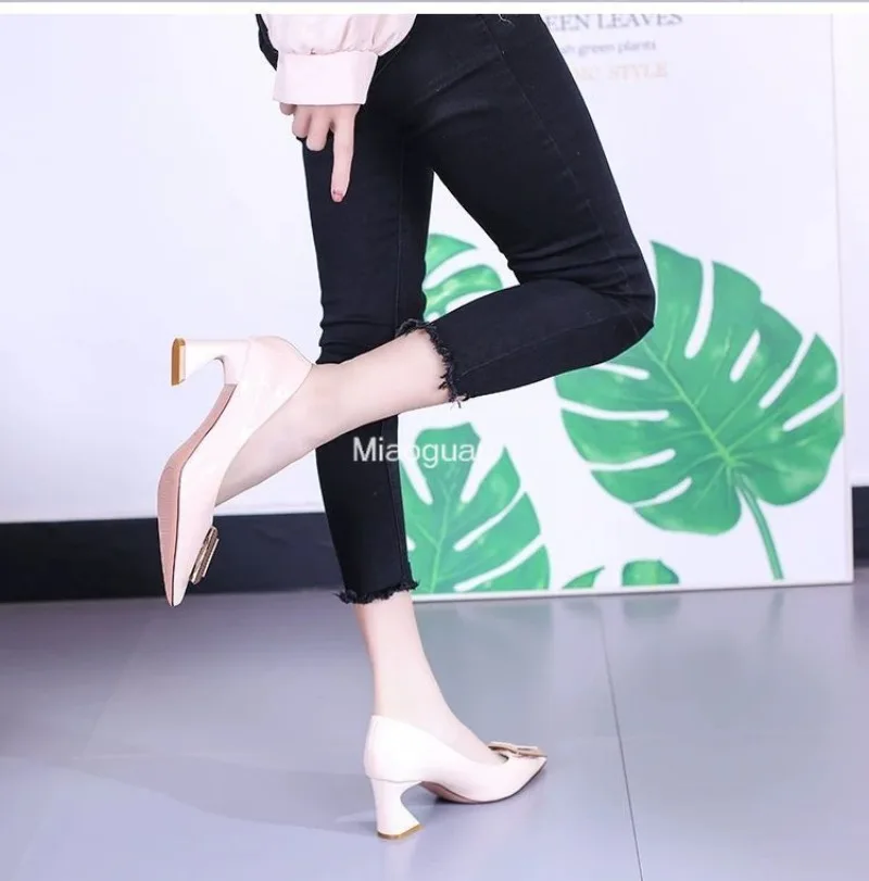 French Sexy Pumps Pointed Toe Shoes for Women Fashion Spring Autumn High Heels Classic Wedding Shoes Bride Red Black Outdoor PU