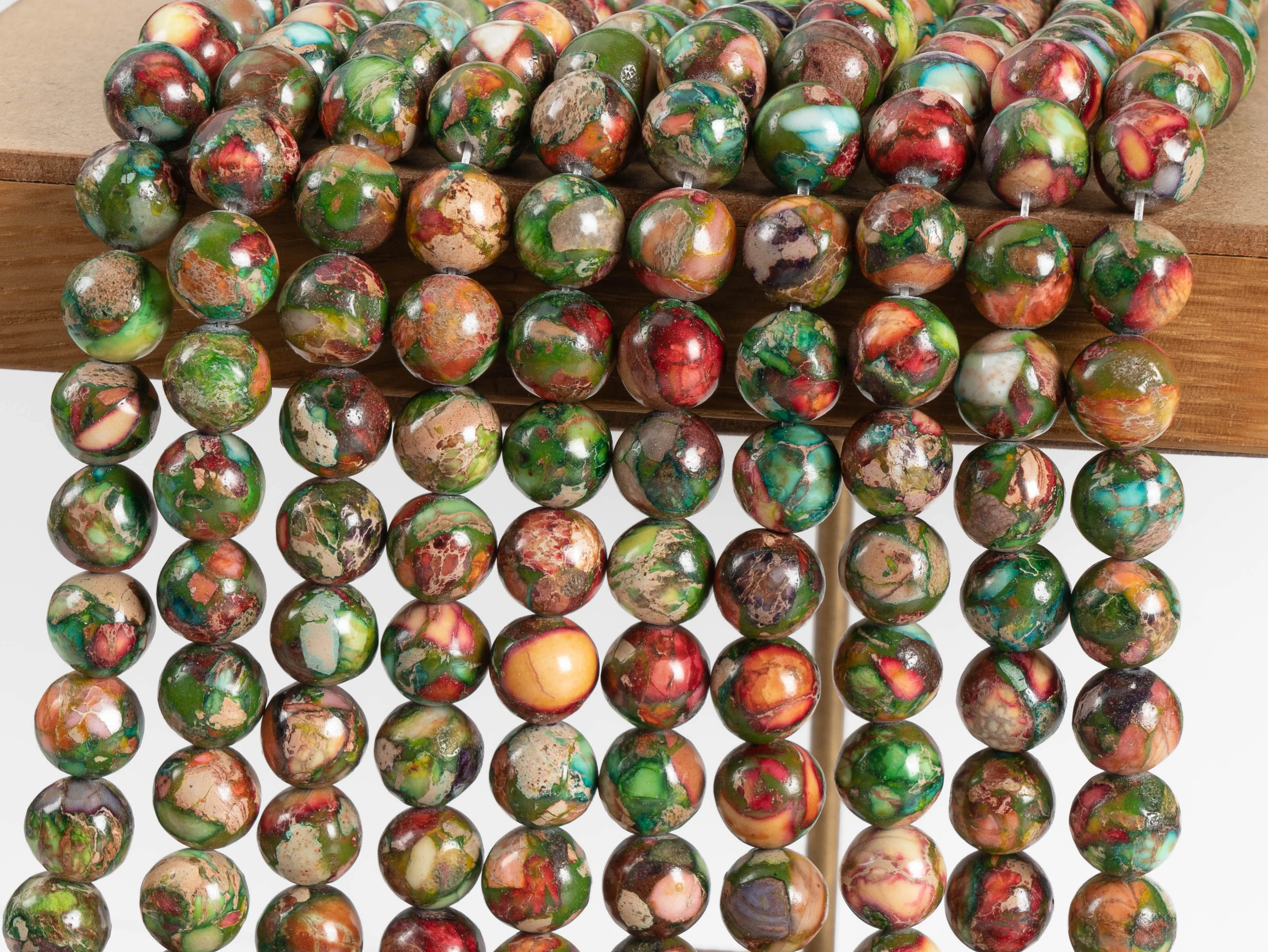 Natural stone Multicolor Sea Sediment Imperial Jasper Grade AAA  Loose Beads Round Size Options 4/6/8/10mm for Jewelry Making