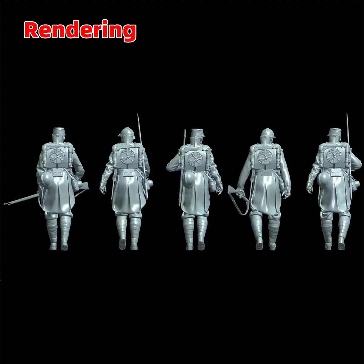 Maßstabsgetreuer Miniaturmodellbausatz Französische Marschinfanterie Figuren Truppen Soldaten Militär Diorama 5-teiliges Set 1914-1918 1/35 1/48 1/72 – Detail 6