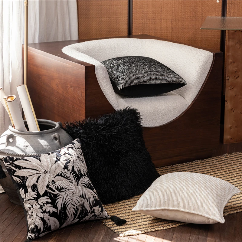 45X45CM Retro Luxury Throw Pillow Cover Plush Tassel Stamping Waist Cushion Cover Decor Home Decorative Pillowcase