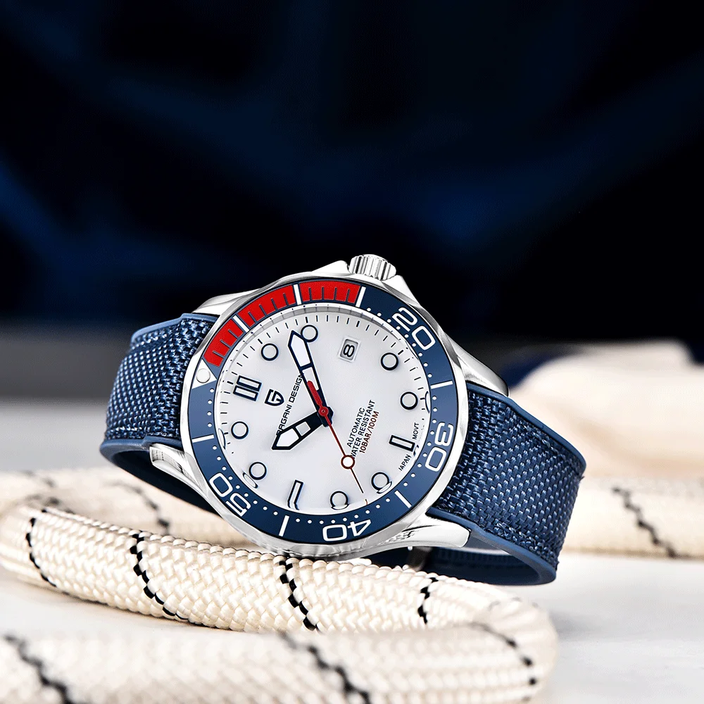 2025 باجاني ديزاين 007 ساعة ميكانيكية للرجال موضة ساعة أوتوماتيكية صندوق هدايا رجالي NH35A ساعة كريستال الياقوت المقاوم للصدأ