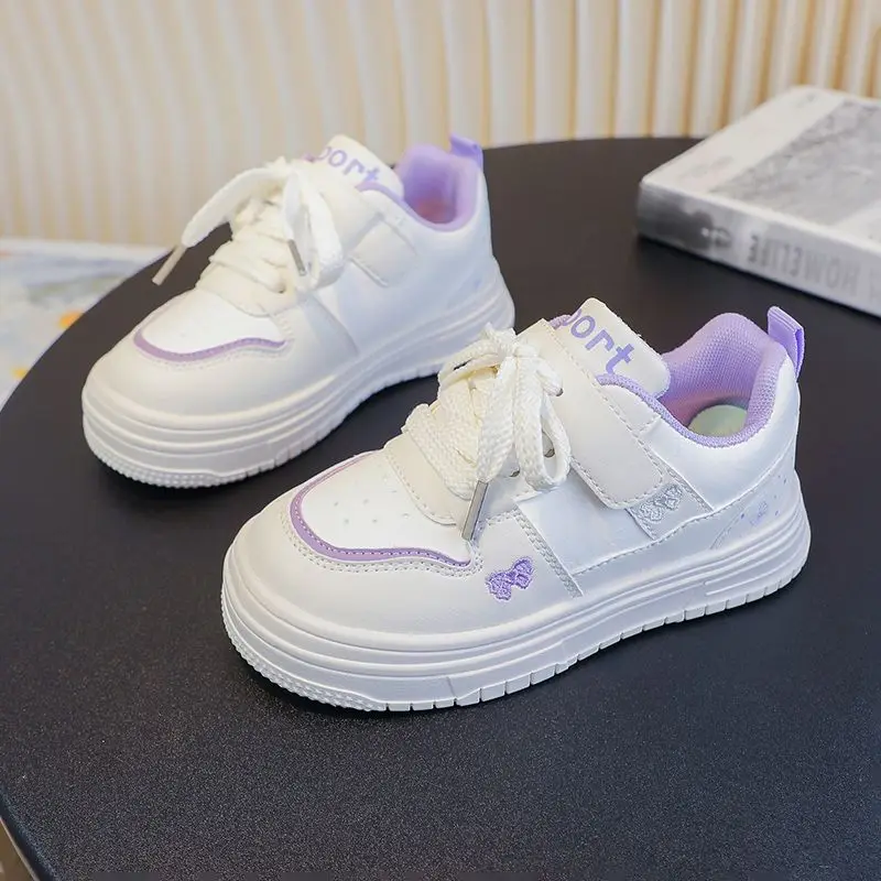 

2026, новые модные детские низкие кроссовки, весенне-осенние кожаные непромокаемые легкие нескользящие студенческие туфли для скейтбординга