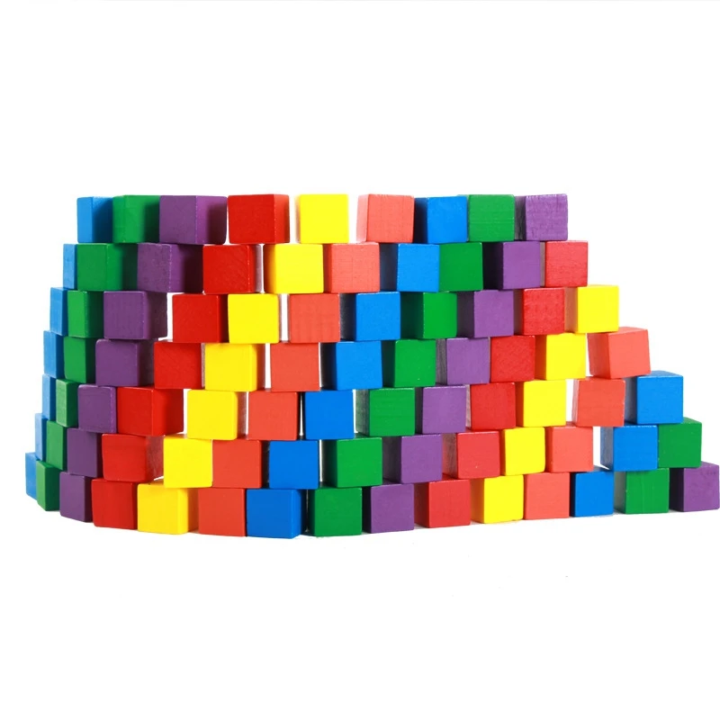 100 pezzi di cubi colorati blocchi di costruzione in legno torre pieghevole giochi impilabili giocattolo quadrato in legno regalo educativo