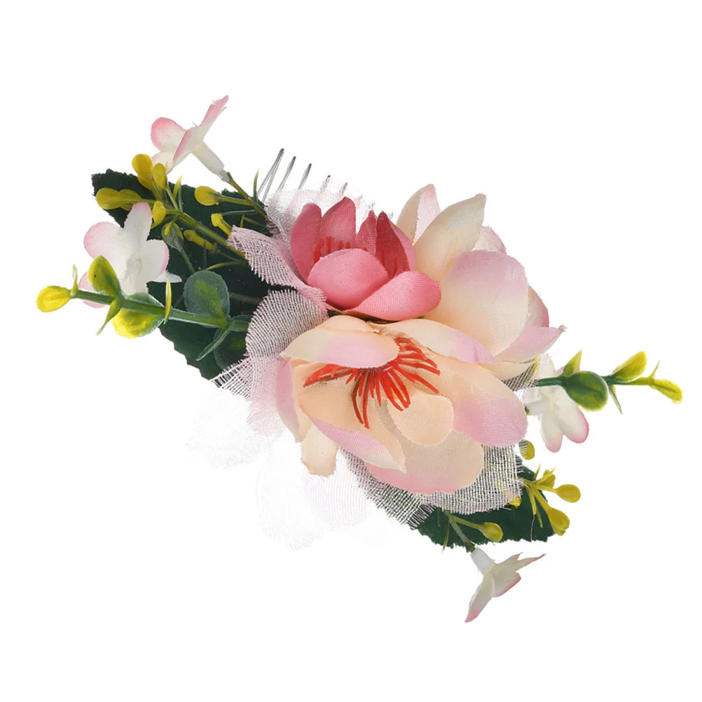 

1pc Imitation Fabric Hair Comb Durable Wedding Bridal Accessory Leaf Fabric Flower Comb Design Easy Use Special Occasion Gift